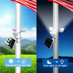 Elsollit mounted on a flagpole illustrating secure fit and elevated visibility benefit
