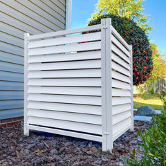 Enclo Waverly front view showing white louvered panels and clean lines for instant privacy