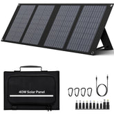 EnginStar front view of 40W foldable solar panel showing compact profile and portability