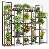 EnHomee front view of assembled plant stand showing many pots and tidy display benefit