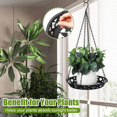 Enhon top-down view with a potted plant in the basket highlighting pot fit and drainage