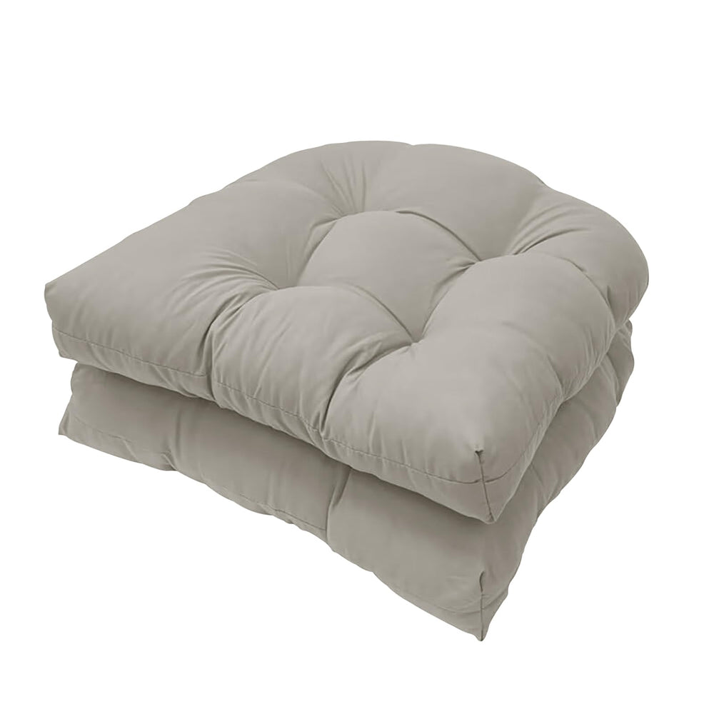 Eoieov front view of silver grey cushion pair showing neat tufted look and comfort