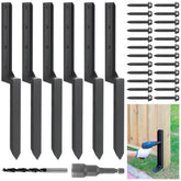 Epcee front view packaging showing six black steel anchors and hardware for easy repairs