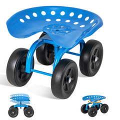 ERGOMASTER front view blue seat showing ergonomic shape and easy mobility