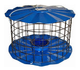 Erva front view of bluebird feeder showing accessible mealworm cup and guard benefit