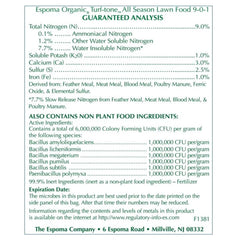 Espoma Turf-Tone granular close-up texture highlighting slow-release formula