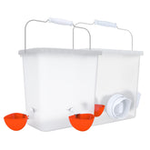 Essilnn front view of feeder and waterer set showing organized feeding and watering