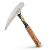 Estwing E30SE front view showing leather grip and forged head benefit durability