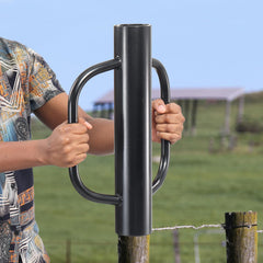 EUIJOIP front view of 12 lb post driver showing tube and dual handles for faster installs