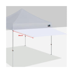 Eurmax front view of awning attached to 10x10 canopy, adds instant extra shade