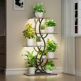 EVAWOO front view of five-tier corner stand showing organized plants and space saving