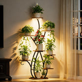 EVAWOO front view of 8-tier plant stand showing organized greenery and stable frame