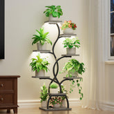 EVAWOO front view of 8-tier corner plant stand showing compact elegant display and space saving