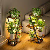 EVAWOO front view of assembled plant stand showing organized greenery and stable design