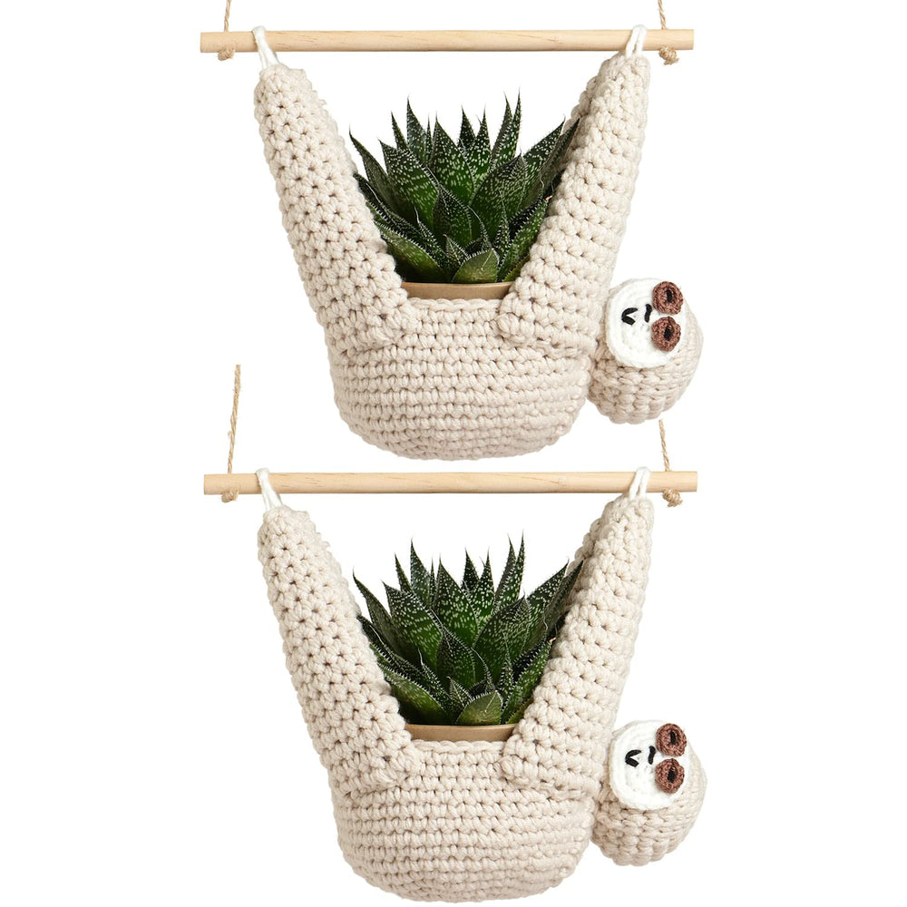 Evbopa sloth hanger front view showing macrame and sloth motif for decorative appeal