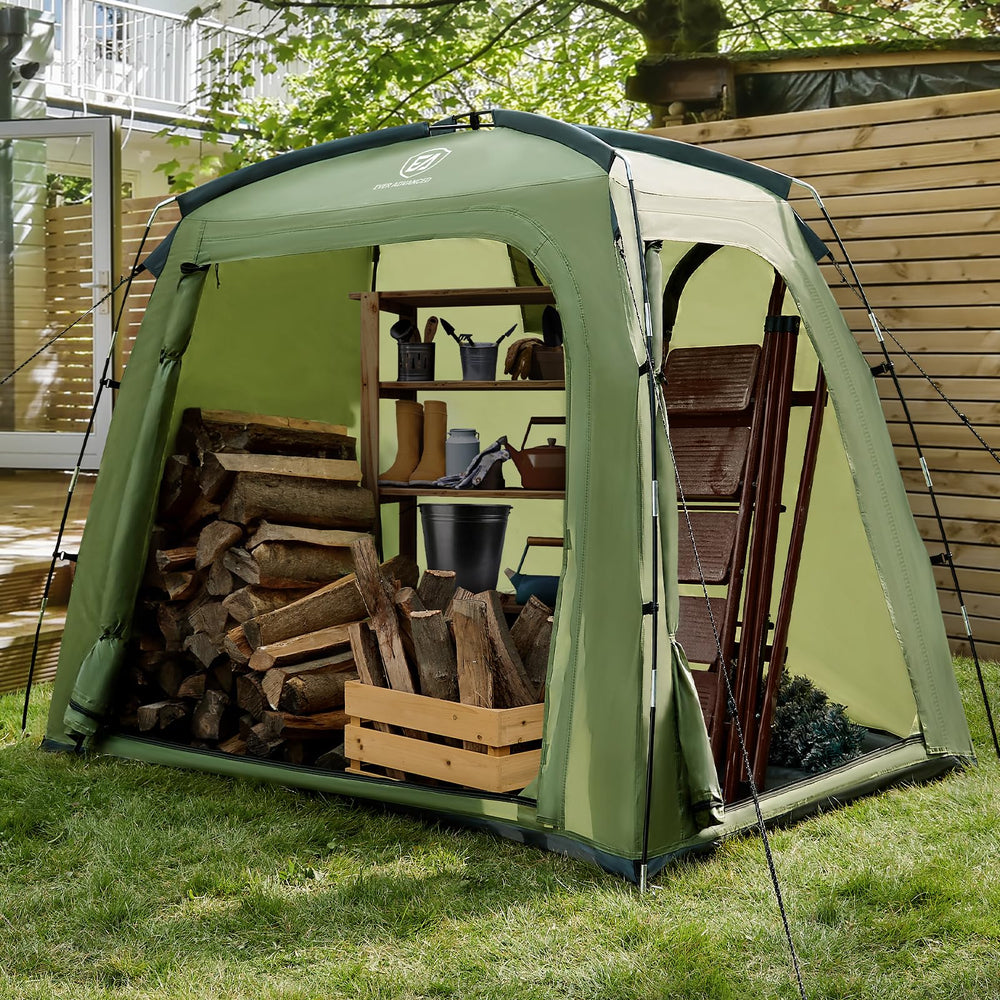 EVER ADVANCED front view of bike shed showing shelter and easy access benefit