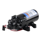 Everflo front view of 12V diaphragm pump showing compact housing and ports for easier installation