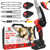EVERFORCE mini chainsaw front view showing compact design and portability benefit