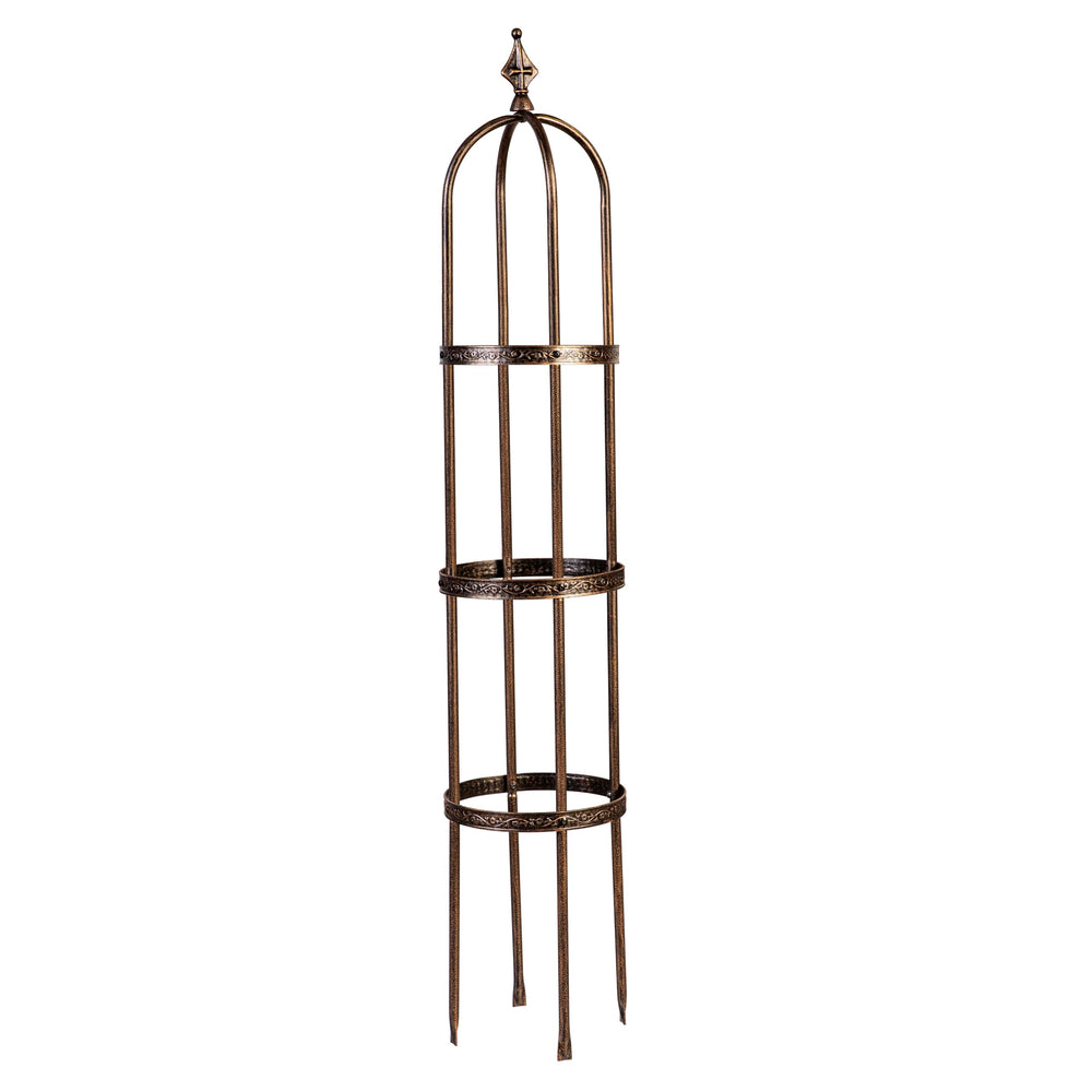 Evergreen 5 ft obelisk front view showing stable rustproof support and decorative appeal