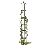 Evergreen bronze obelisk front view showing sturdy support and elegant shape