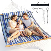 Everyfun hammock front view showing roomy two-person bed and vibrant blue color for comfortable lounging