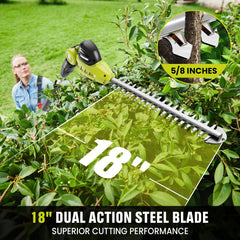 EWORK 18-inch blade close-up showing sharp teeth for clean cuts benefit