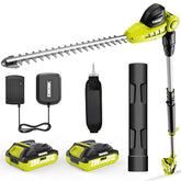 EWORK pole trimmer front view showing compact design and easy storage benefit