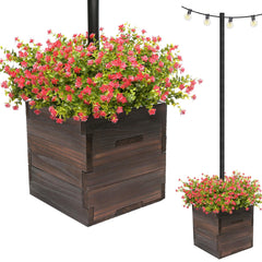 EXCELLO planter front view showing wood finish and stable base for curb appeal