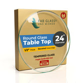 Fab Glass and Mirror front view of 24-inch round tabletop shows clean modern look and easy styling