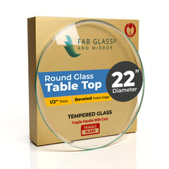 Fab Glass and Mirror 22-inch round glass front view showing clear top benefit durable surface