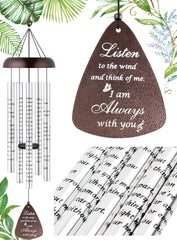 Fabuday 32" wind chime front view showing elegant bronze finish and poem