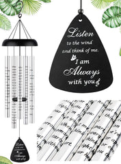 Fabuday front view of black 32-inch wind chime showing elegant design and tribute