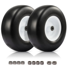 FAHKNS front view of two solid 13x5.00-6 tires showing durable design and quick replacement benefit