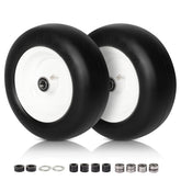 FAHKNS front view packaged pair showing two flat-free mower tires for easy replacement