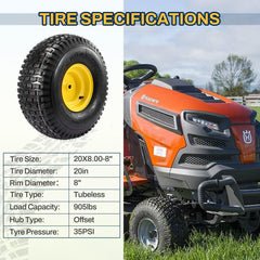 FAHKNS wheels mounted on a riding mower demonstrating smooth performance