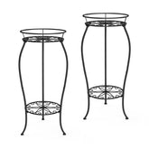 FaithLand front view of two black plant stands showing clean modern display and balance