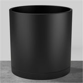 FaithLand front view of matte black cylinder planter showing modern look and stability
