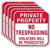 Faittoo front view of five red-and-white signs showing clear warning