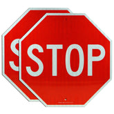 Faittoo front view of stop sign showing high contrast for quick recognition