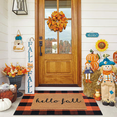 Fallovea front view of 'Hello Fall' coir mat offering a welcoming entrance