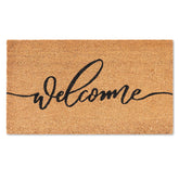 Fallovea front view welcome coir mat on doorway providing inviting entry