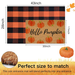 Fallovea plaid rug full size on porch, adds cozy autumn curb appeal
