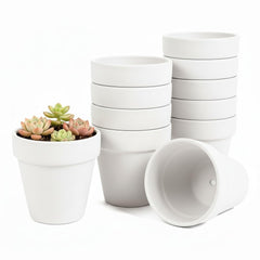FANOBL front view of 24 white 4-inch pots showing neat stackability and storage benefit