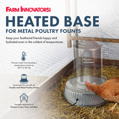 Farm Innovators heated base side profile illustrating slim durable design