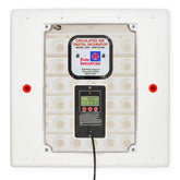 Farm Innovators Model 2200 front view showing white incubator and controls for easy use