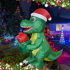 FARONZE front view of 5ft dinosaur inflatable showing festive appeal