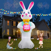 FaveHome front view of 10FT Easter bunny showing festive egg and clear visibility