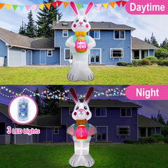FaveHome inflatable bunny set up in yard creating festive outdoor atmosphere