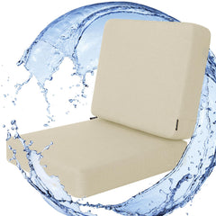 Favoyard front view of beige cushion set showing neat packaging and clean lines
