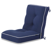 Favoyard front view of navy rocking chair cushions showing neat fit and comfort